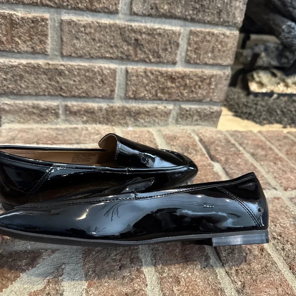 Nordstrom Rack Franny Moc Toe Loafer Shoes Women's‎ Black Patent Sz 5.5 #349